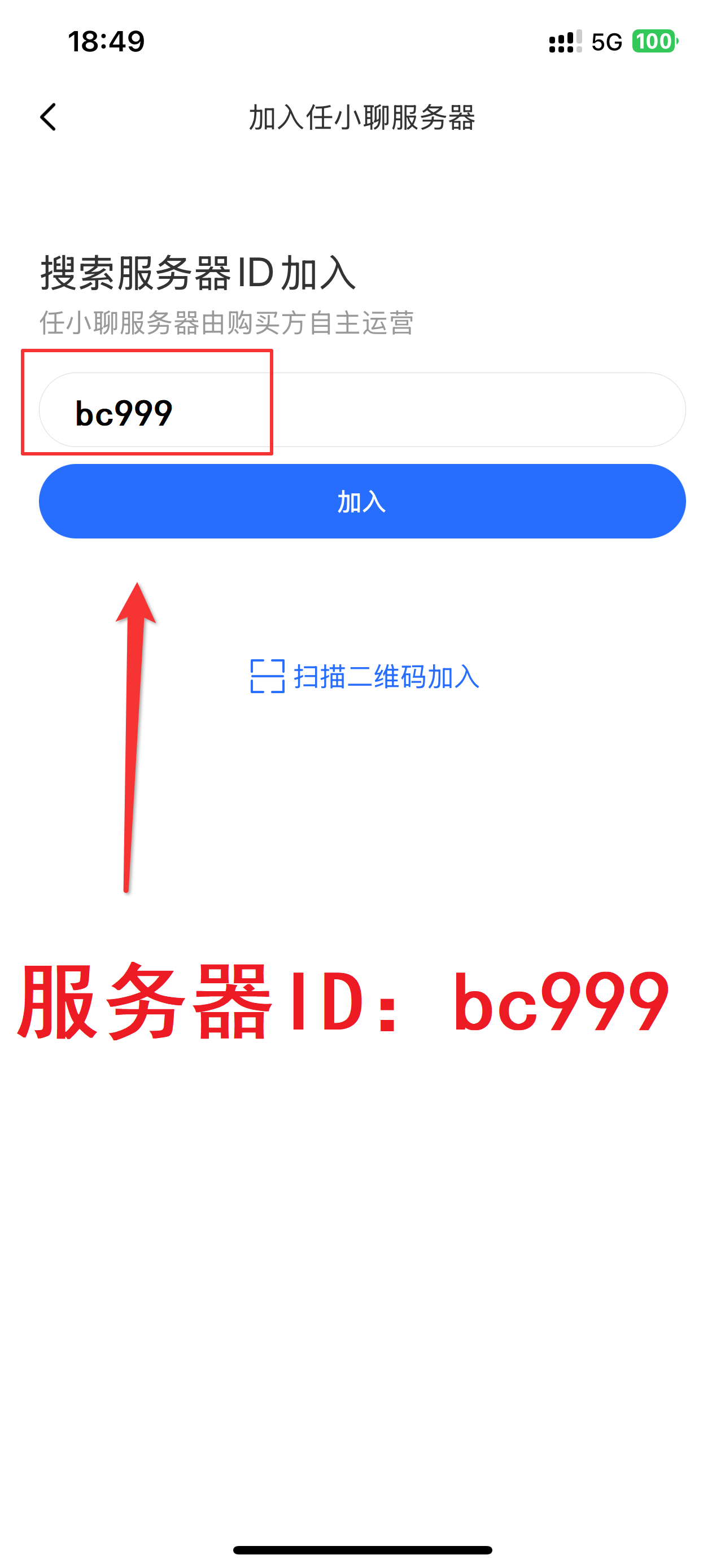 服务器ID输入界面